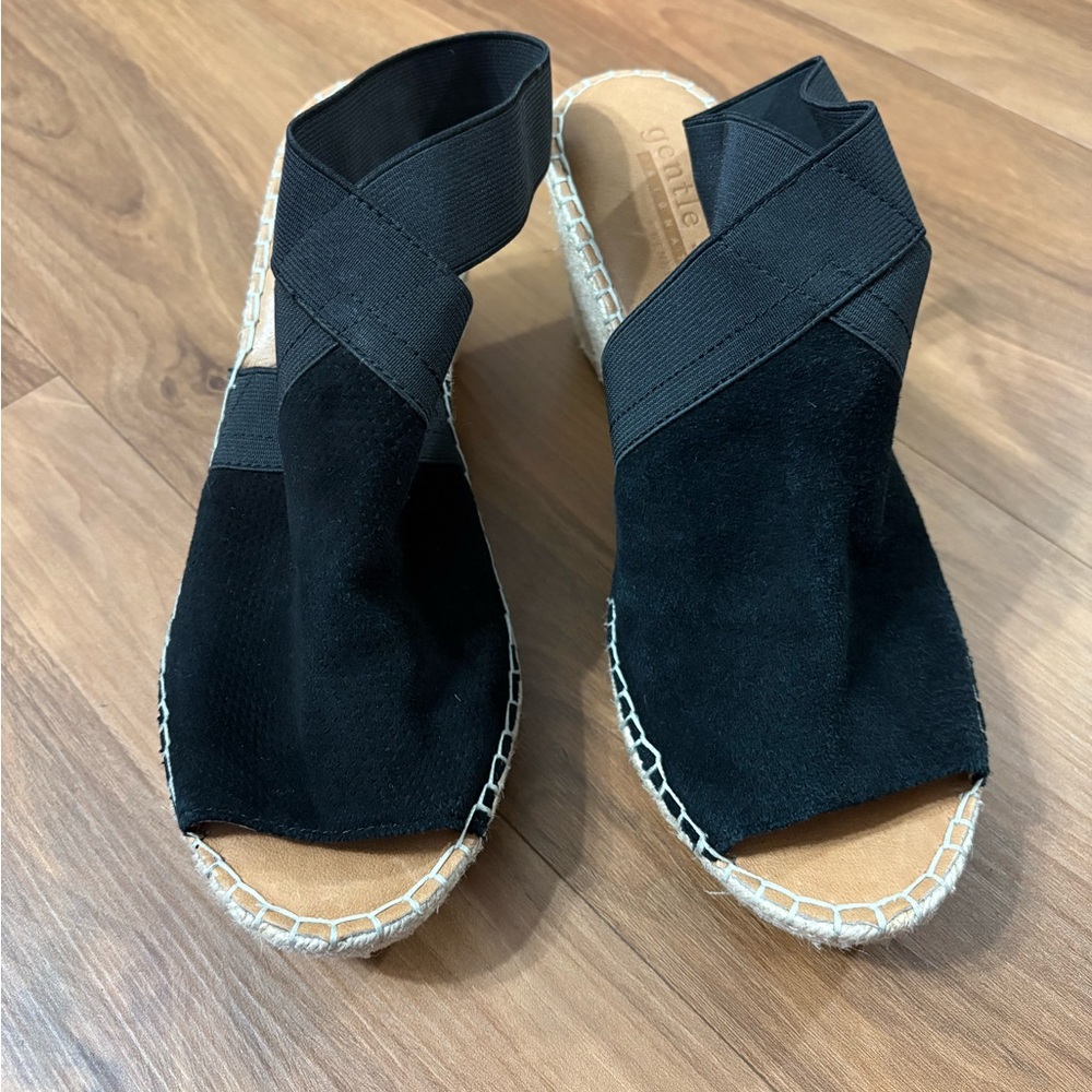Gentle Souls Black Espadrille Sandals